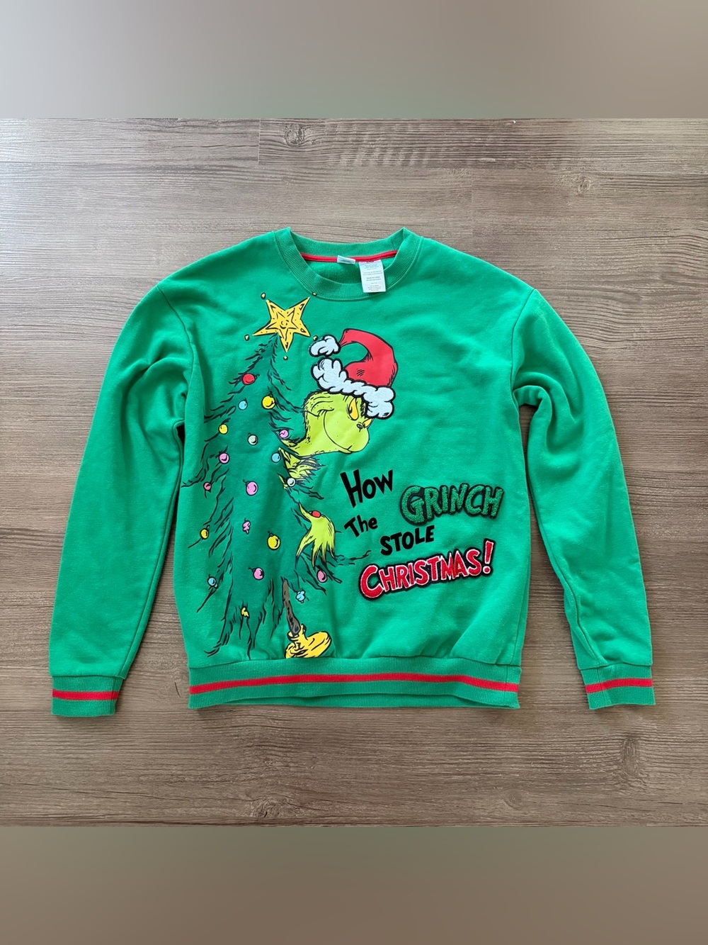 Dr Seuss The Grinch Christmas Green Graphic Sweatshirt Mens Small